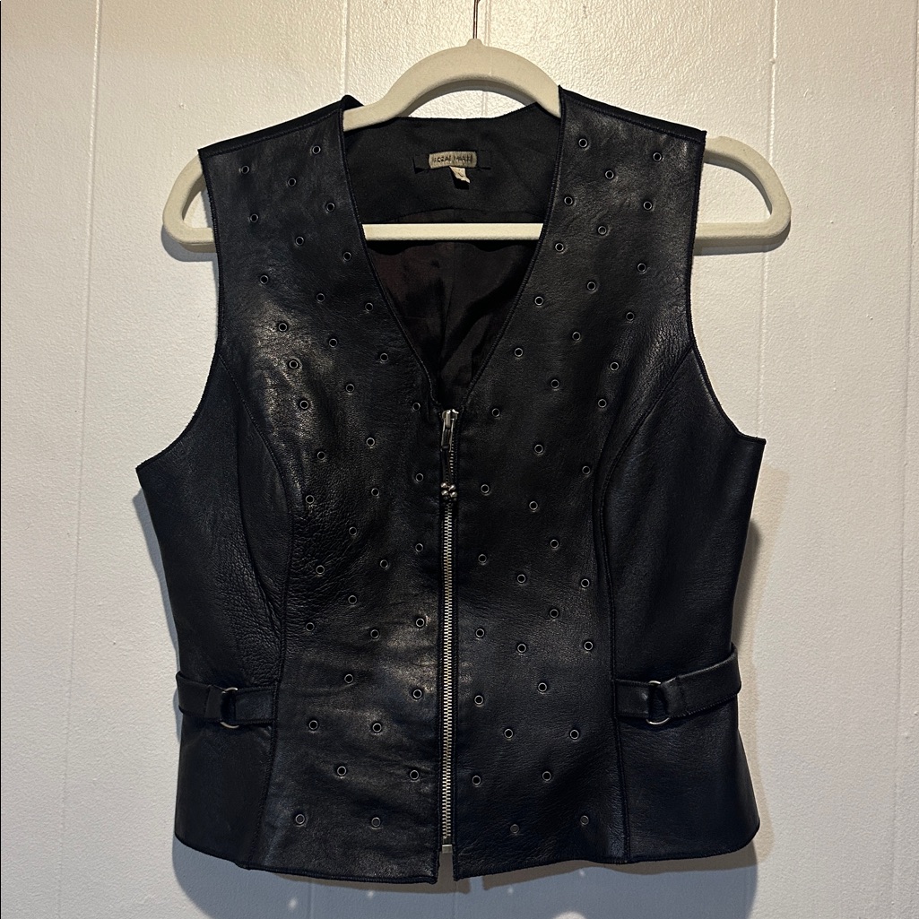 Genuine Soft Leather Zip Up Vest Size L